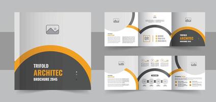 Architecture square trifold brochure template design vector