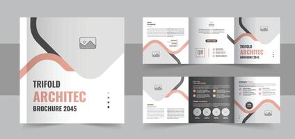 Creative architecture square trifold brochure template or corporate trifold brochure design layout vector