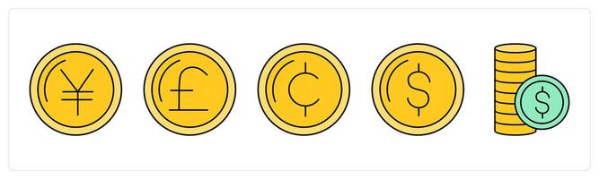A set of business icons as yen, pound, cent vector