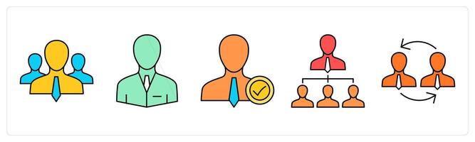A set of business icons as team, manager, right employee vector