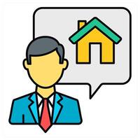 Property Dealer and house owner icon concept vector