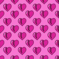 Seamless pattern with pink broken hearts. graphics. vector