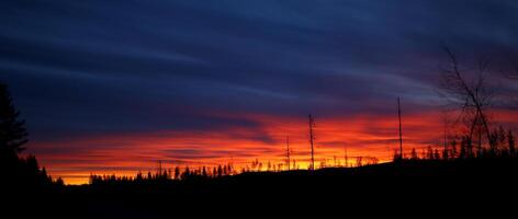 Colorful sunset over Lapland in northern Sweden photo