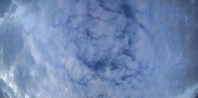 Stitched wide angle shot of altocumulus floccatus clouds photo