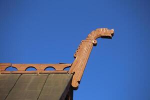 Ornamental finial on Bodens central station built in 1893, resembling a figurehead of a viking ship photo