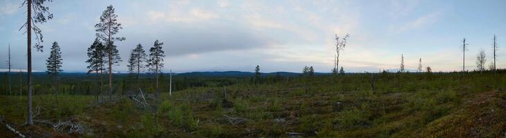 Panoramic view at Dusk from peak of Granberget in Northern Sweden photo