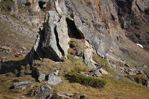 Rock formations in the valley Karkevagge in northern Sweden photo