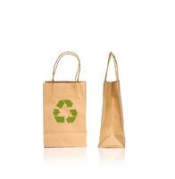 Two brown paper bags with a recycling symbol on them photo