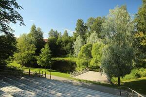 View from tribune in Nordanaparken in Skelleftea, Sweden photo