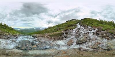 Spherical panorama in the Rihtonjira stream, Norrbotten, Sweden. Equirectangular projection is used photo