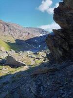 Hiking trail the valley Kaerkevagge in Norrbotten, you can see lake Trollsjon already photo