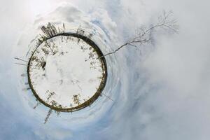 Little Planet panorama of view from the mountain Granberget in Vasterbotten, Sweden photo