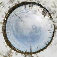 Wide angle upward view from the mountain Granberget with blur effect in the edges photo