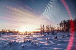 Merged exposures of the shortest winter day in Swedish Lapland photo