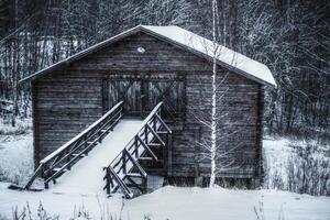 Old barn at Fors Hembygdsgard. A Hembygdsgard is a typical Swedish free type of open-air museum photo