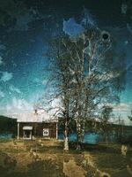 Grungy shot of abandoned house in northern Sweden photo