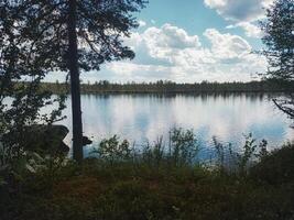 View over a small lake in Swedish Lapland photo