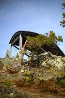 Shelter at the peak of Mount Vithatten in Swedish Lapland photo