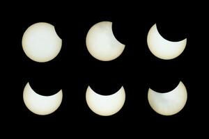 Composite of different phases of solar eclipse on June 10th 2021, shot in northern Sweden photo