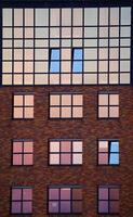 Facade of a modern building in sunset colors photo