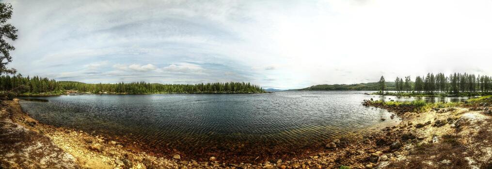 Panorama of Lule river in Swedish Lapland photo