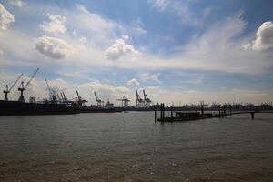 View over industrial port of Hamburg in Germany photo