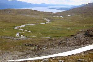 Small stream in Swedish lapland marsh landscape photo