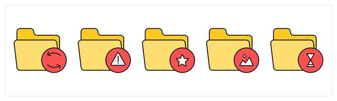 A set of folder icons as refresh folder, confidential folder, star folder vector