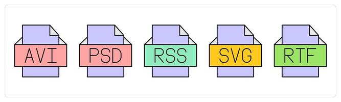 A set of files icons as avi file vector