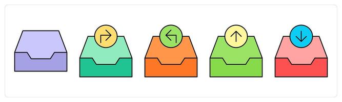 A set of mail icons as archive, send archive, receive archive vector