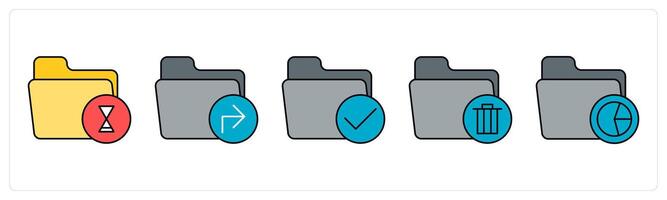 A set of folder icons as folder, send folder, approve folder vector