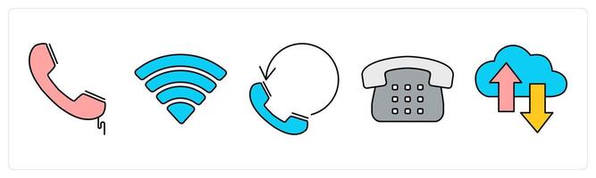 A set of communication icons as call, wifi, call transfer vector