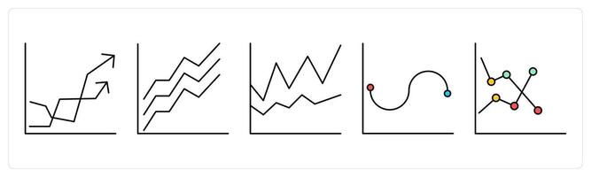 A set of graph icons as statistics, business increase, diagram vector