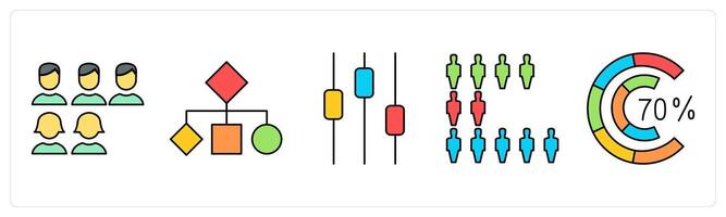 A set of graph icons as employee, hierarchy, levels vector