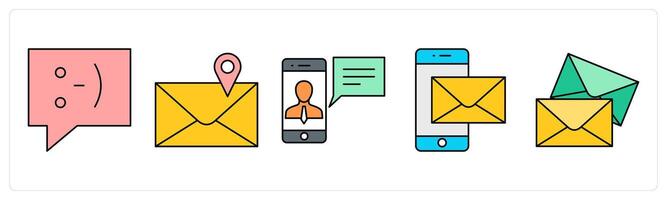 A set of communication icons as message, message location, mobile message vector