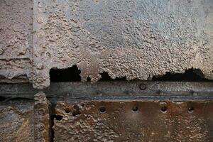 Old and rusty metal sheets with blanks photo