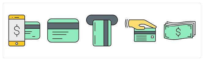 A set of shopping icons as mobile payment, credit card, insert card vector