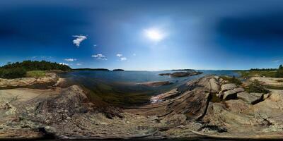 Spherical panorama of lakeside of Vanern in Sweden. Equirectangular projection is used, usable in most panorama viewers photo