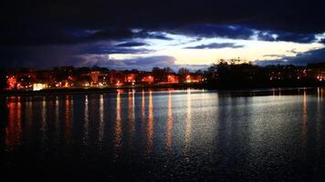 View over lake in Schwerin in dusk photo