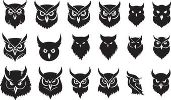 Owl Head Silhouette for Nighttime Wildlife Illustrations vector