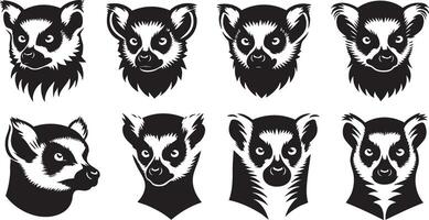 Lemur Face Outline for Creative Wildlife Illustrations vector