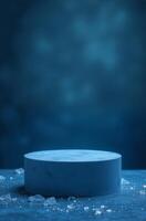 Ice nice product Presentation Podium on table, winter Advertising Stand with Empty Space for Product photo