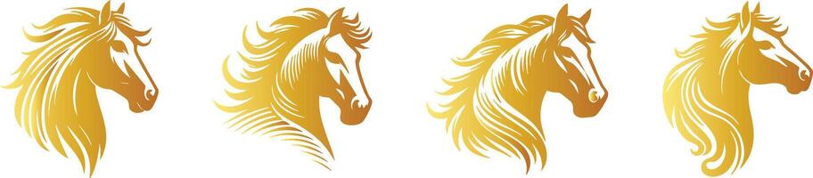 Golden Horse Head Silhouette for Equestrian Art vector