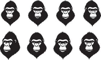 Primate Face Silhouette for Creative Jungle Artwork vector