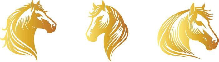 Horse Face in Golden for Rustic Artwork vector