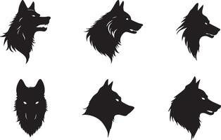 Aggressive Wolf Head Silhouette for Strong Logos vector