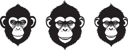 Monkey Head Silhouette for Wildlife Illustrations vector