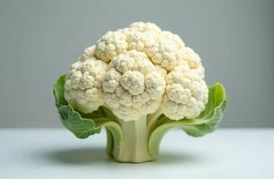 Cauliflower on table tasty, close-up of fresh vegetable, bright kitchen photo
