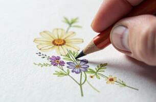 Hand hold pencil and parlour draw pattern, art tool for hobby of drawing photo