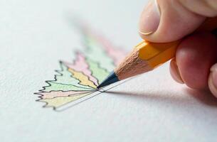 Hand parlour hold pencil and draw pattern, art tool for hobby of drawing photo